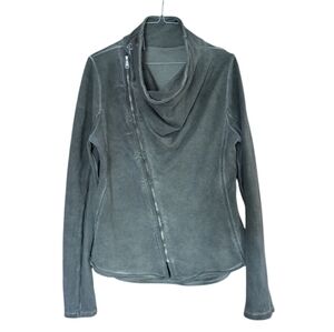 Bloom Fashion Distressed Asymmetrical Zip Cowl Neck Moto Sweater Jacket Size L